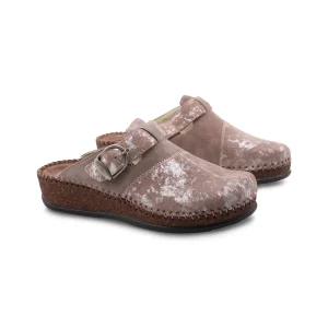 Ciabatta in pelle con zeppa da donna