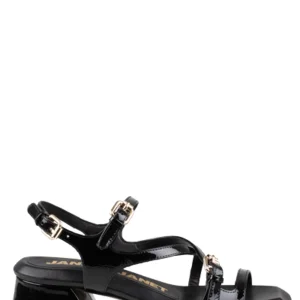 Janet&Janet Sandali con tacco basso neri in pelle