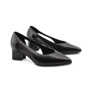 Décolleté nera in pelle da donna