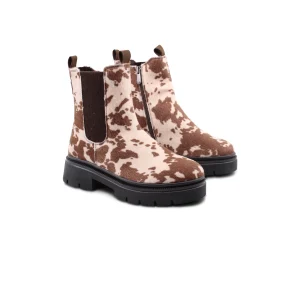 Stivaletto animalier con zip da donna