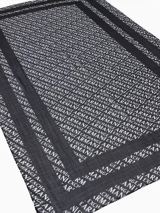 Armani Exchange Foulard logo all-over blu scuro - immagine 3