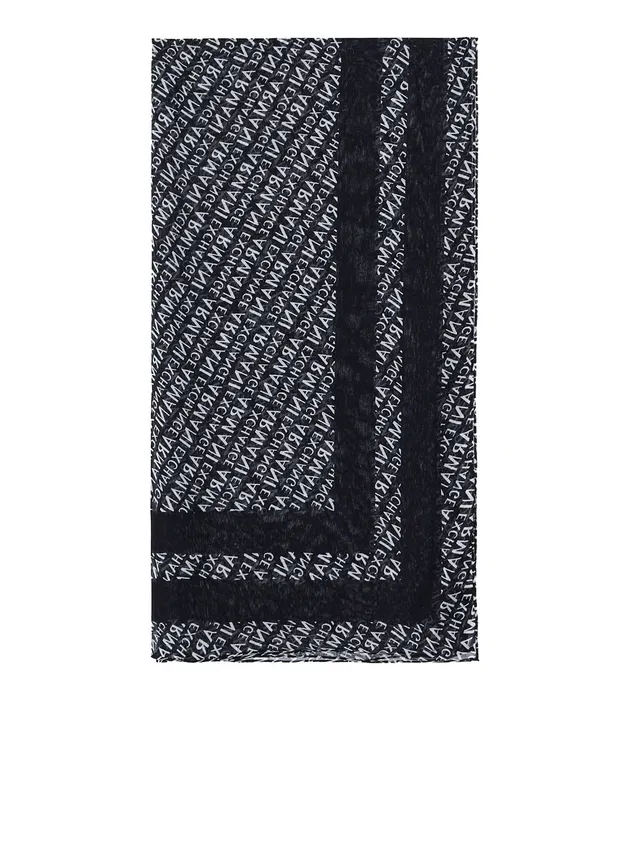 Armani Exchange Foulard logo all-over blu scuro - immagine 2