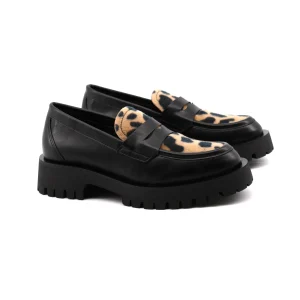 Mocassino donna con inserti animalier