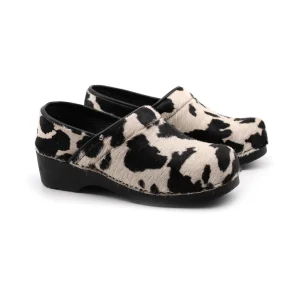 Zoccolo in tessuto animalier da donna