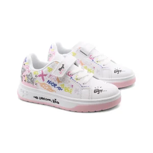 Sneaker con stampa, glitter e borchie