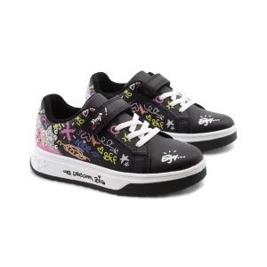 Sneaker con stampa, glitter e borchie