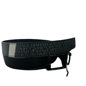 Armani Exchange cintura nera con fascia bicolore grigia