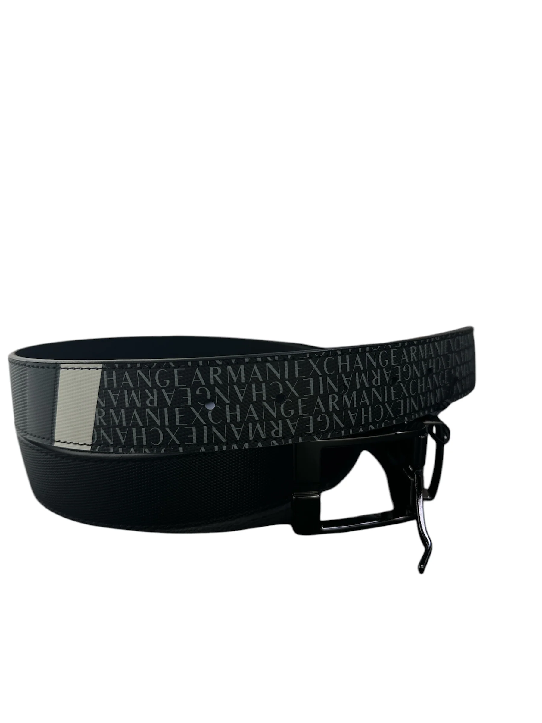 Armani Exchange cintura nera con fascia bicolore grigia - immagine 2