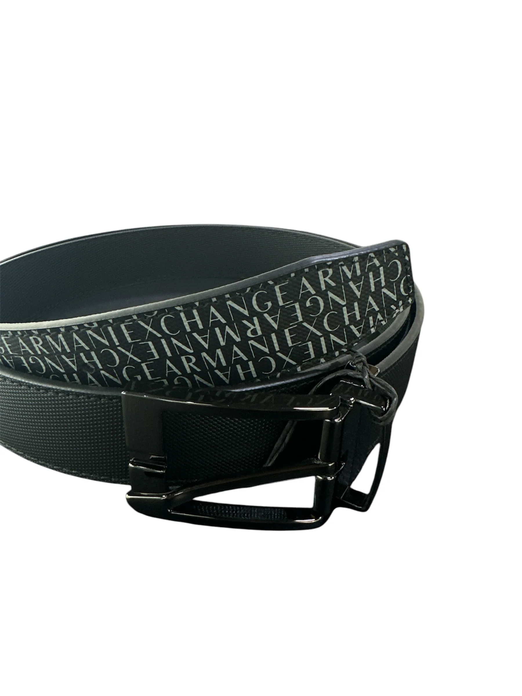 Armani Exchange cintura nera con fascia bicolore grigia - immagine 3