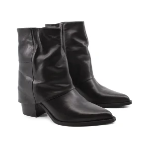 Stivaletto texano nero con risvolto