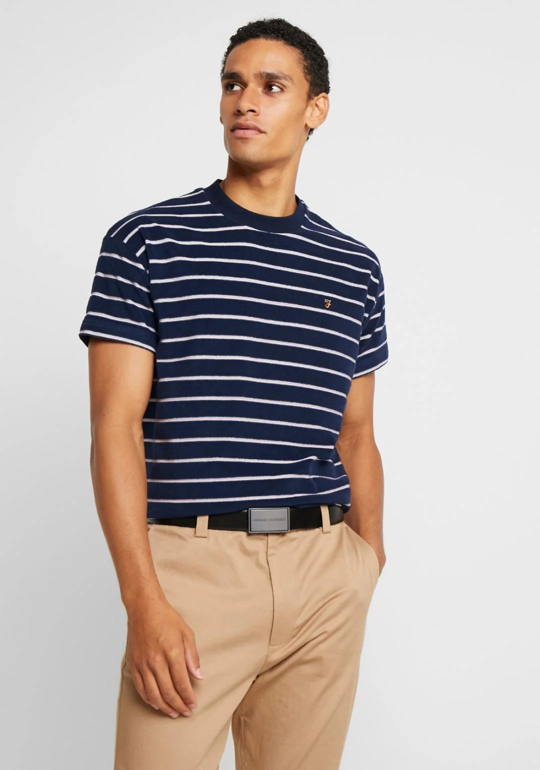 Armani Exchange cintura fibbia a cassetta nera e marrone - immagine 4