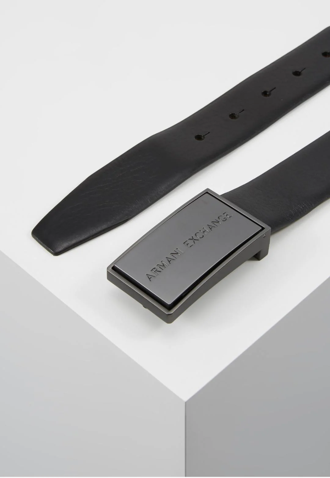 Armani Exchange cintura fibbia a cassetta nera e marrone - immagine 6