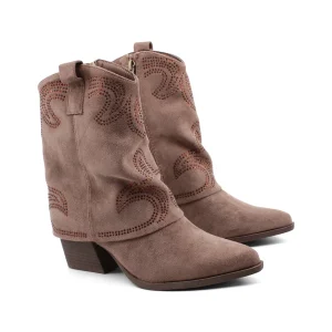 Stivaletto texano con risvolto e strass