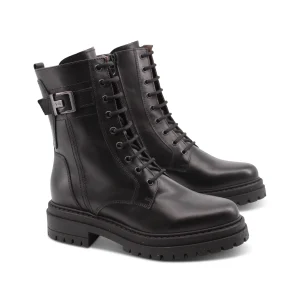 Anfibio nero in pelle con zip da donna