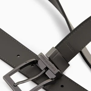 Cintura reversibile in pelle bicolore con lato palmellato