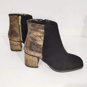 MBRC stivaletto con tacco in pelle laminata bronzo