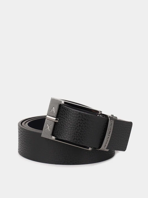 Armani Exchange cintura uomo in pelle reversibile nera e blu - immagine 4