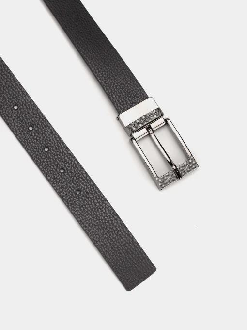 Armani Exchange cintura uomo in pelle reversibile nera e blu - immagine 5