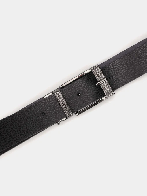 Armani Exchange cintura uomo in pelle reversibile nera e blu - immagine 6