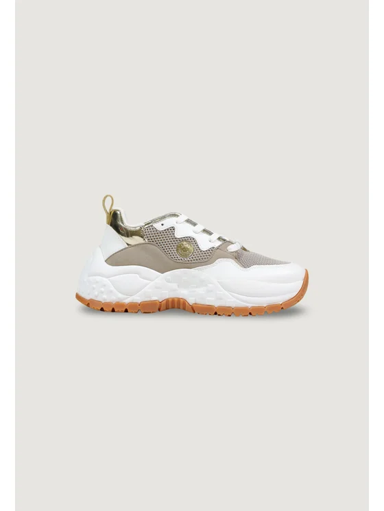 Armani Exchange Sneakers donna chunky verdi e bianche dettagli oro