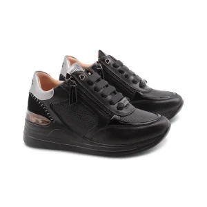 Sneaker nera con zeppa da donna