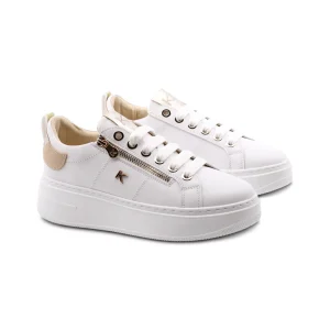 Sneaker platform con dettagli oro donna