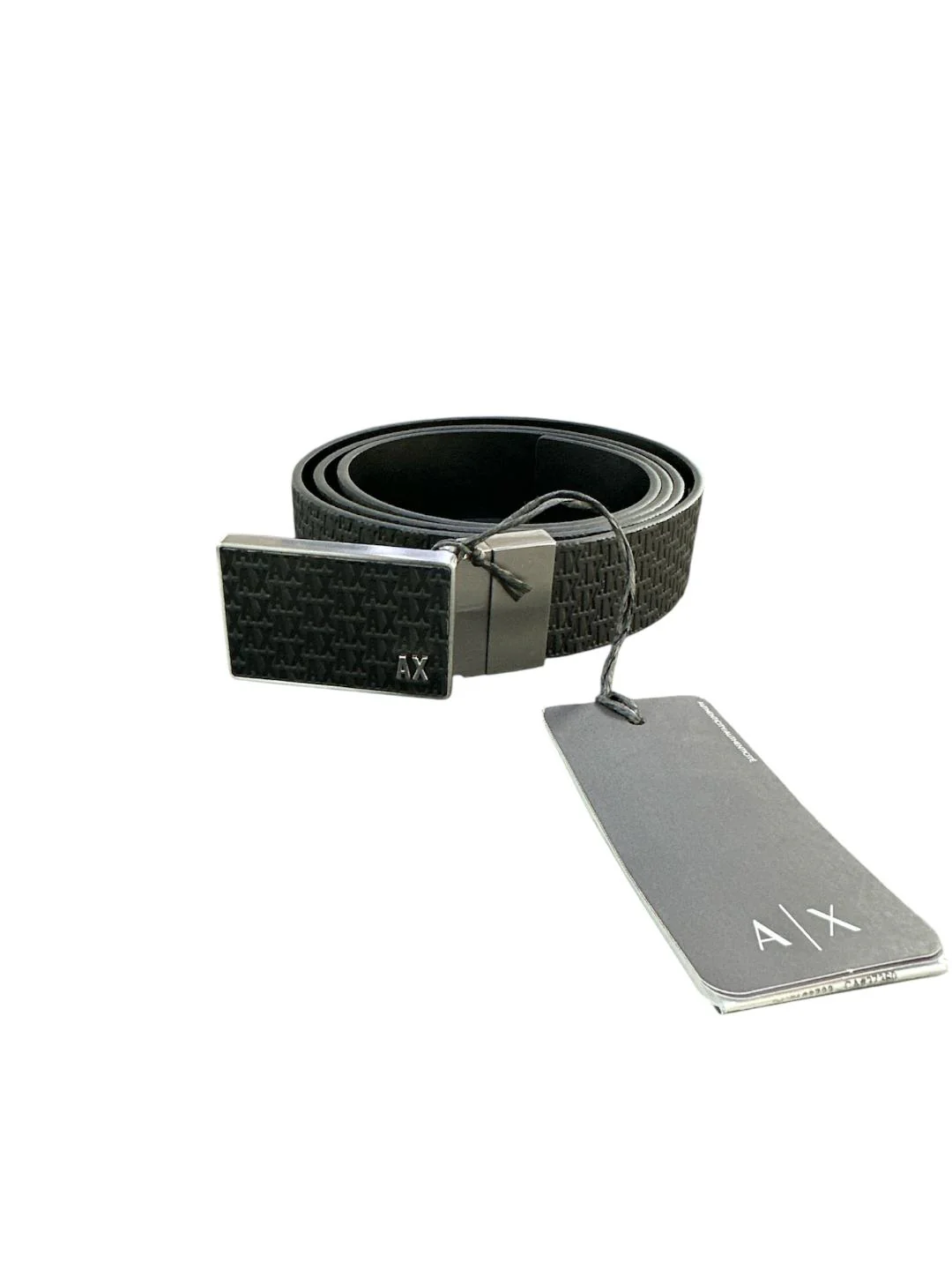 Armani Exchange cintura nera fibbia a cassetta logo all-over - immagine 4
