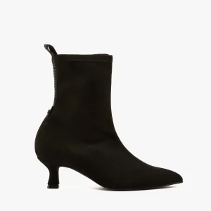 Tronchetto in camoscio nero elasticizzato