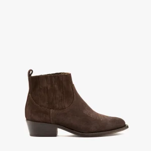 Stivaletto texano camoscio moro ricami