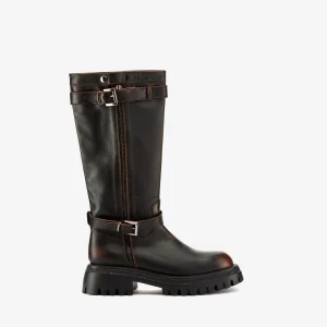 Stivale biker marrone fibbie