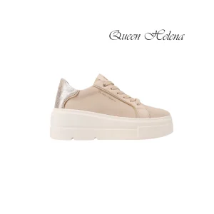 QUEEN HELENA SNEAKERS CAMOSCIO DETTAGLI METALLIZZATI BEIGE
