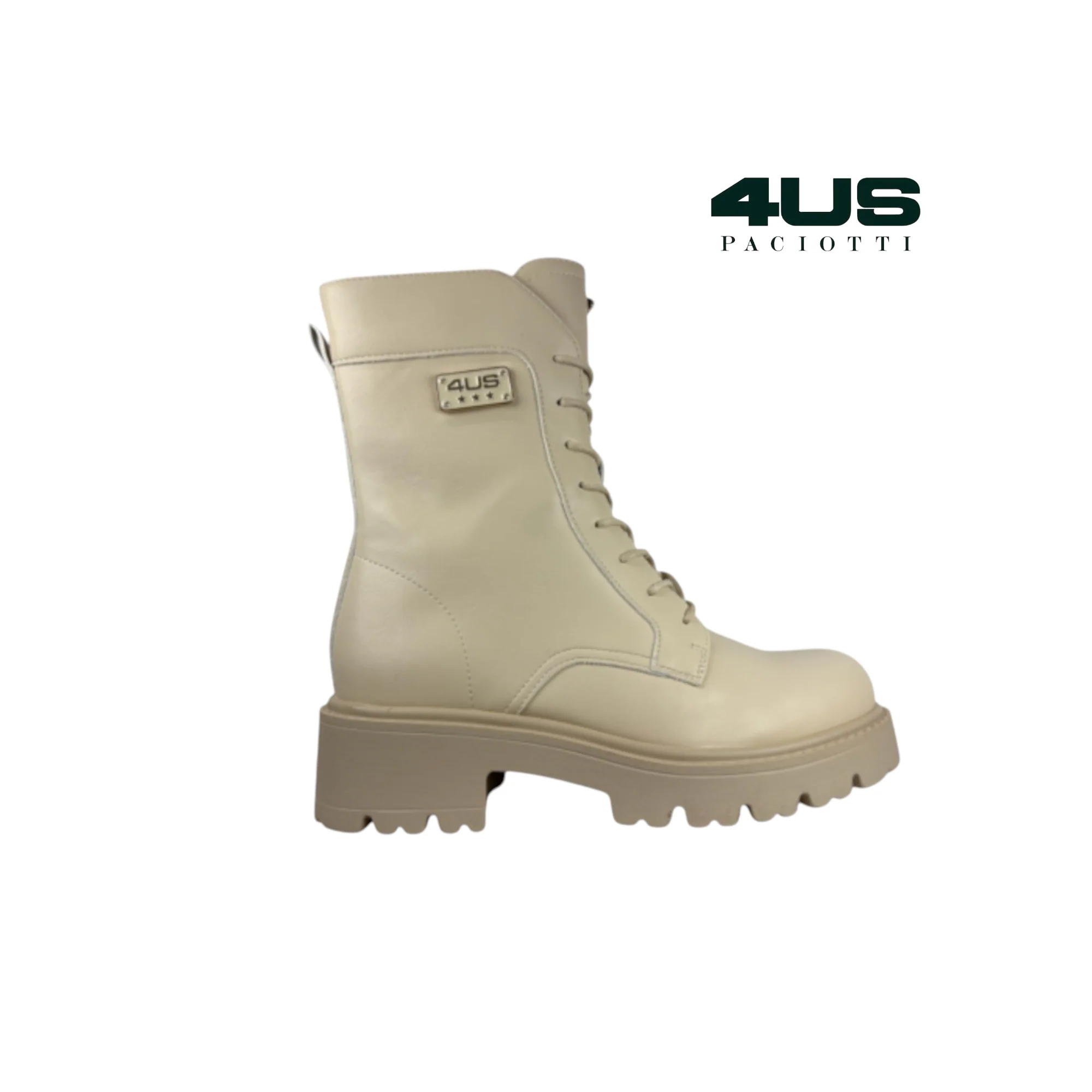 PACIOTTI ANFIBI BEIGE CON LOGO - immagine 2