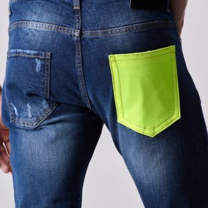 LONDON - Jeans Slim Fit - Blu con Tasca in tessuto V2