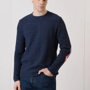 Maglioncino 3D Blu con Toppe ricamante in tessuto V2