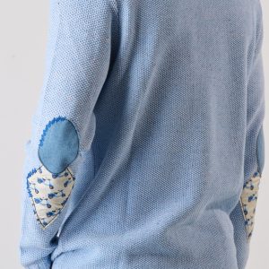 Maglioncino 3D Azzurro con Toppe ricamante in tessuto V2