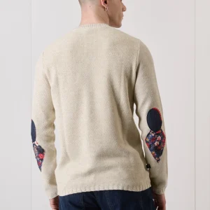 Maglioncino 3D Sabbia con Toppe ricamante in tessuto V2