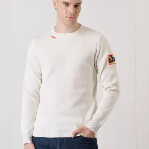 Maglioncino Punto Stoffa Panna con Patchwork ricamata in tessuto V2