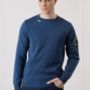 Maglioncino Punto Stoffa Jeans con Patchwork ricamata in tessuto V2