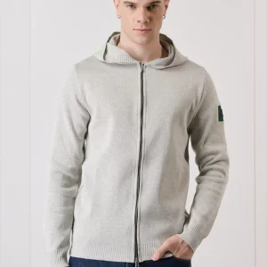 Felpa in Magliera Punto Stoffa con Zip Grigio Perla