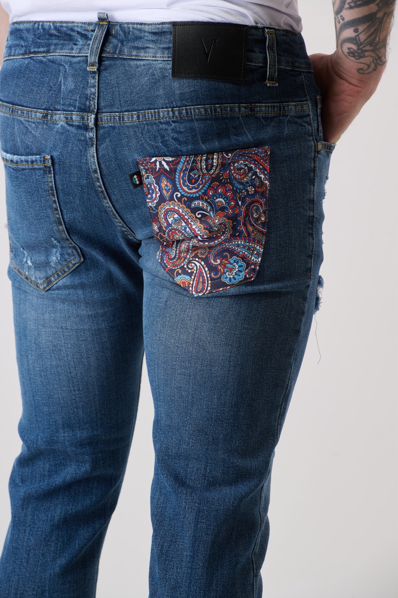 LONDON - Jeans Slim Fit - Blu con doppia Patch frontale e tasca in tessuto V2 - immagine 4