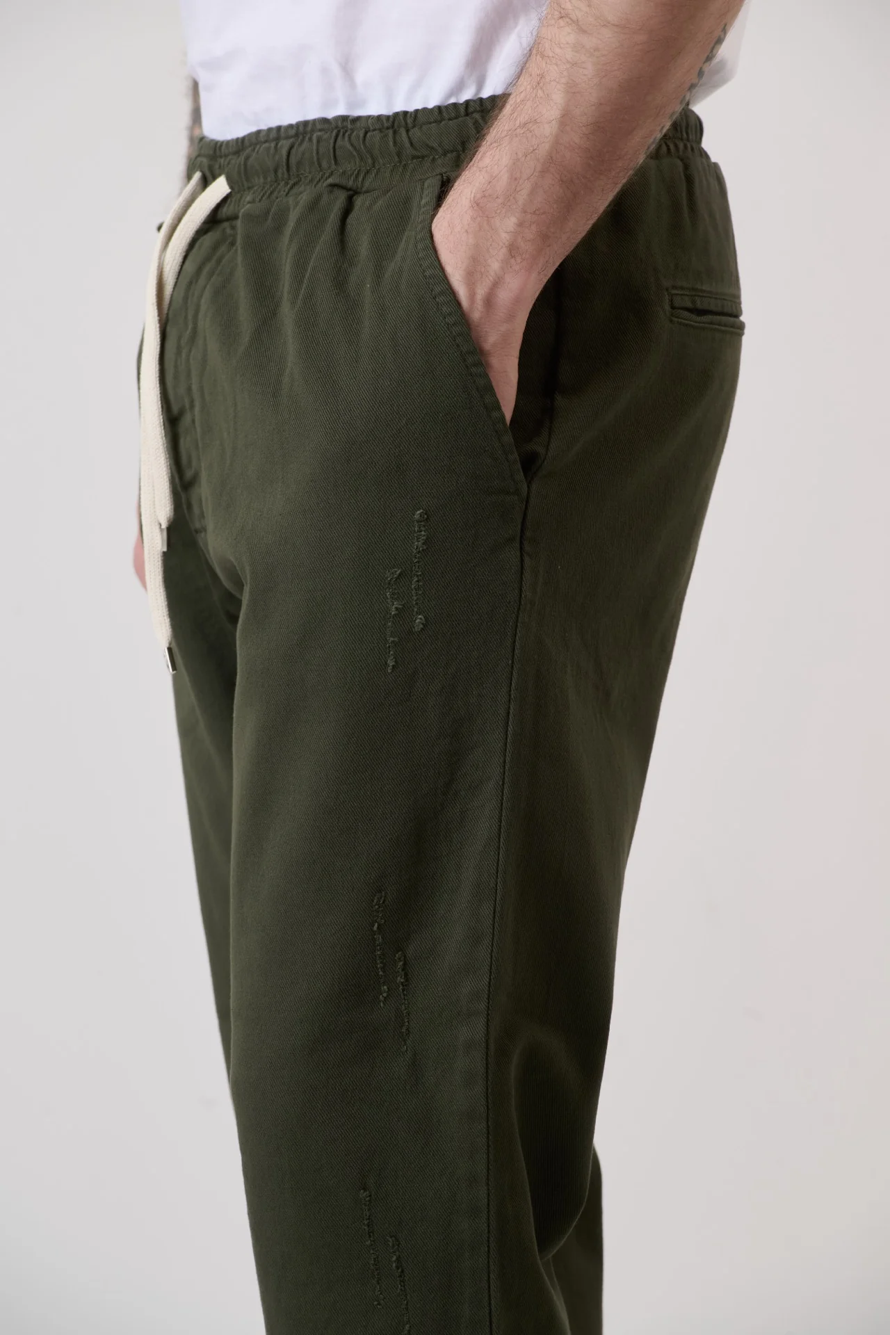 ALICANTE - Pantalone Rocciatore tinto capo Verde Militare con elastico - immagine 3