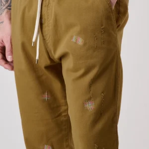 ALICANTE - Pantalone Rocciatore tinto capo Biscotto con elastico e ricami multicolor