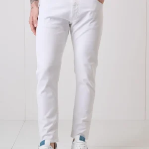 NEW YORK - Pantalone Slim Fit - Bianco con tasca in tessuto V2