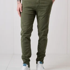 ROMA - Chino in cotone Verde Militare con salpa in tessuto V2