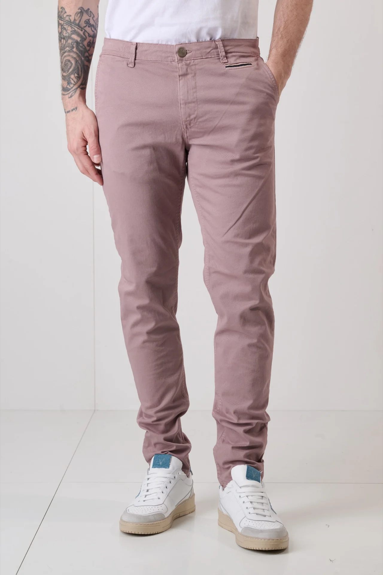 ROMA - Chino in cotone Rosa Cipria con salpa in tessuto V2 - immagine 3