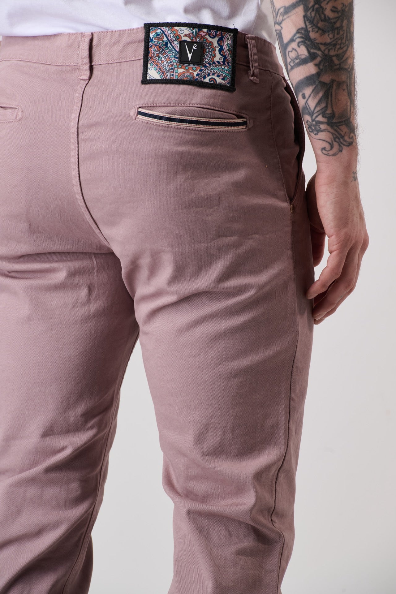 ROMA - Chino in cotone Rosa Cipria con salpa in tessuto V2 - immagine 5