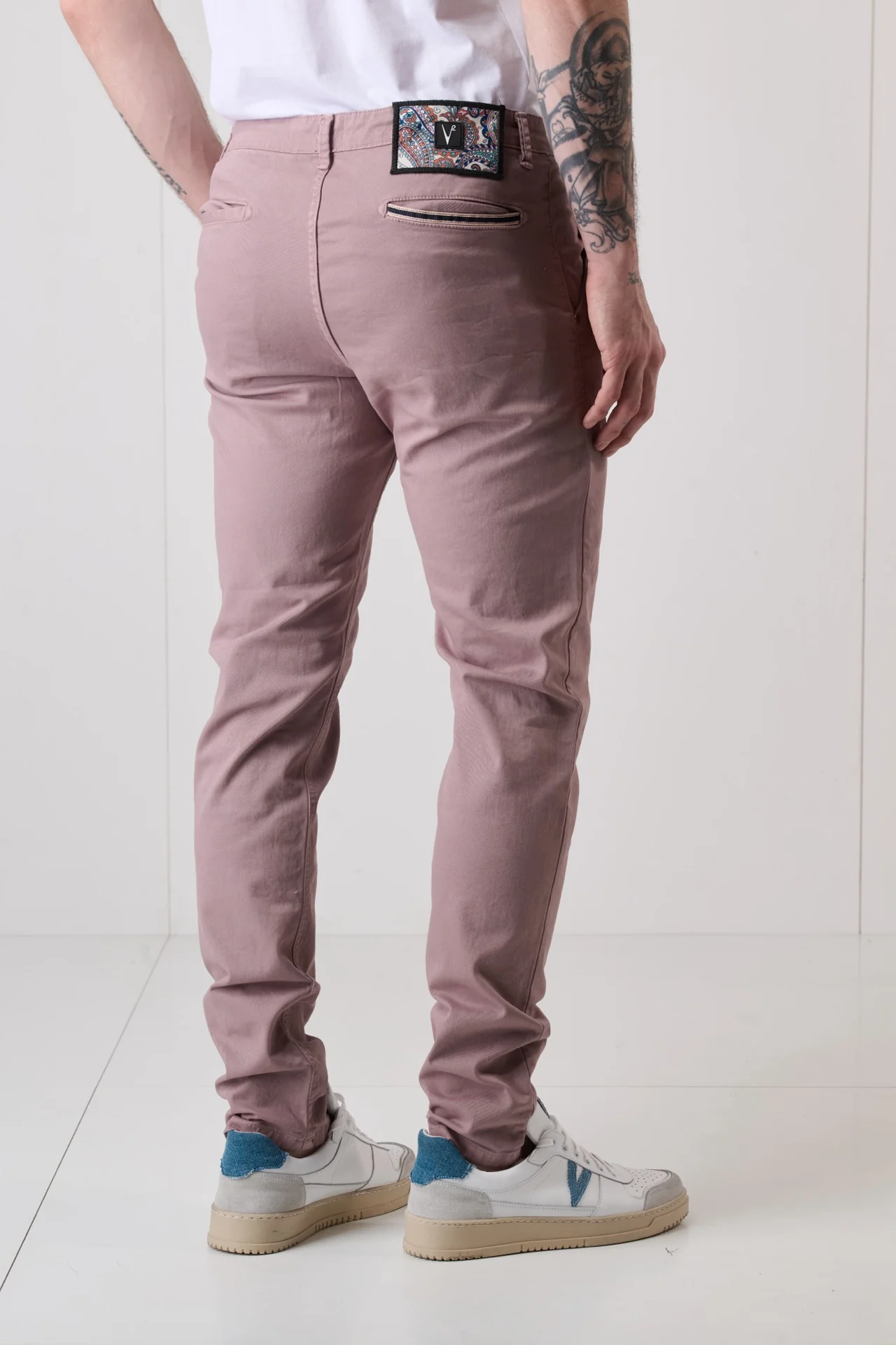 ROMA - Chino in cotone Rosa Cipria con salpa in tessuto V2 - immagine 6