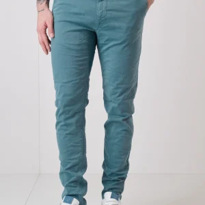 ROMA - Chino in cotone Azzurro con salpa in tessuto V2