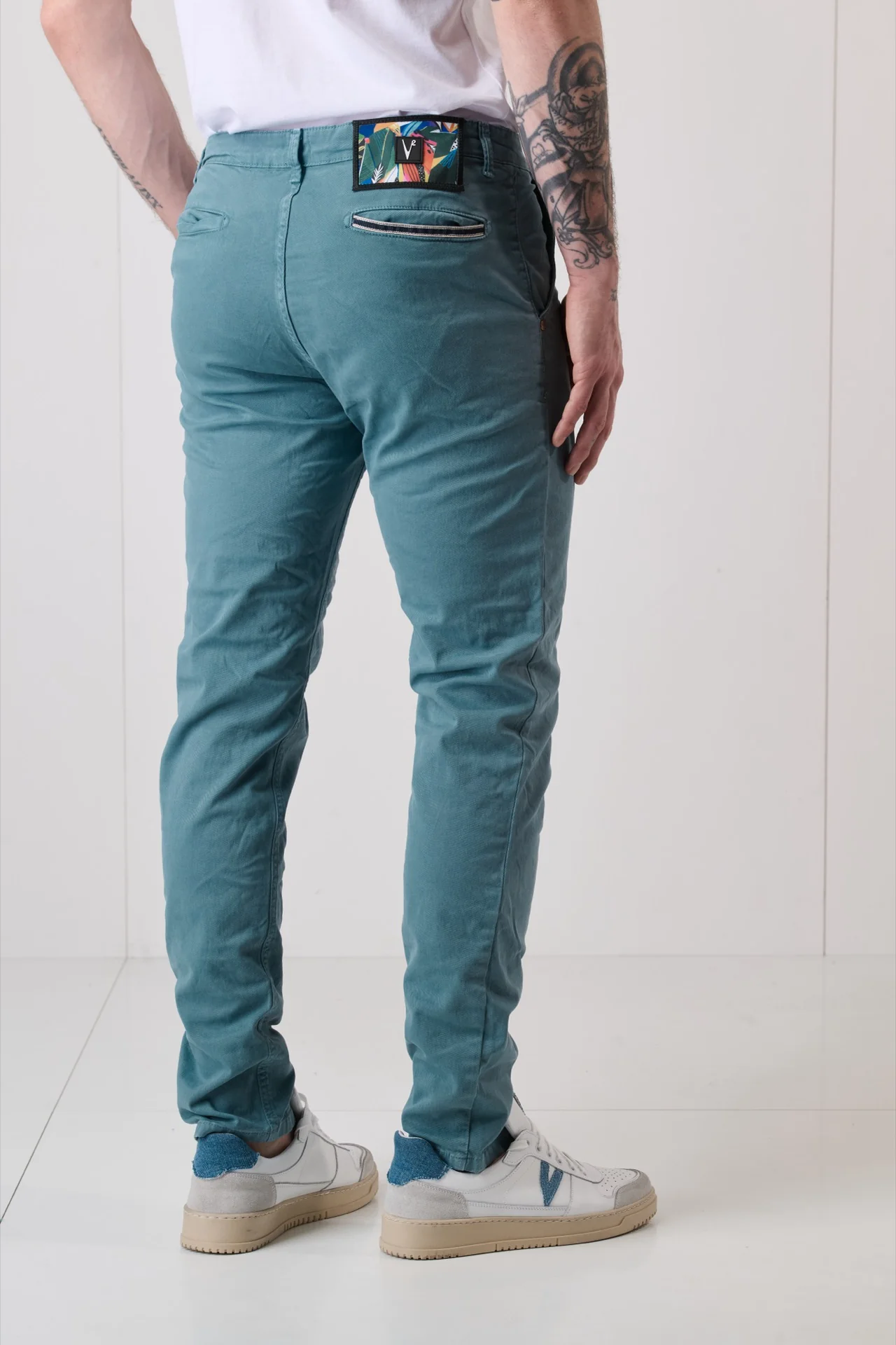 ROMA - Chino in cotone Azzurro con salpa in tessuto V2 - immagine 6