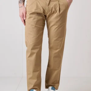 ROMA - Chino in cotone Biscotto con doppia pence e salpa in tessuto V2